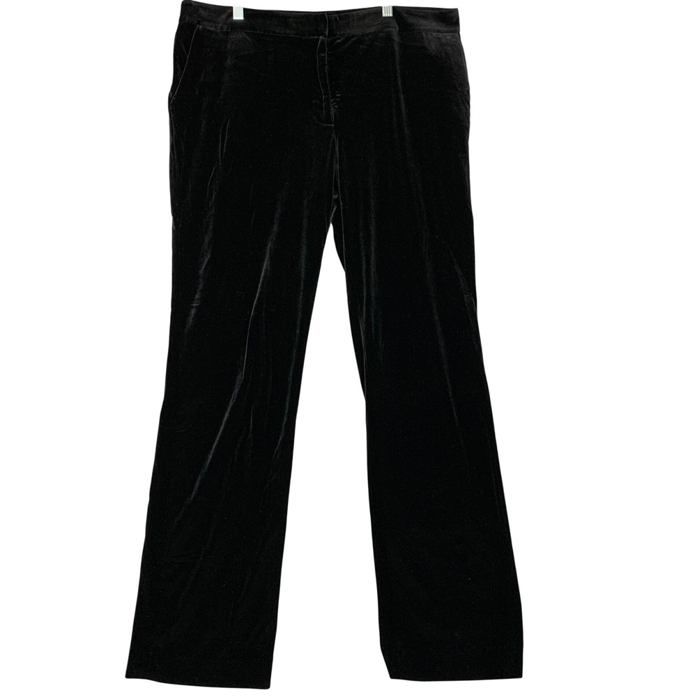 Calvin Klein Women's 14 Black Velvet Straight Leg Dress Pants Polyester Spandex